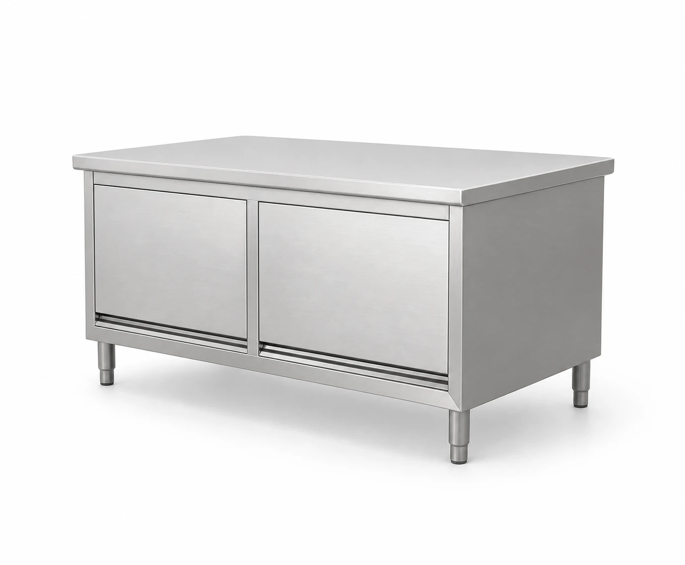 Cupboard work table door configuration