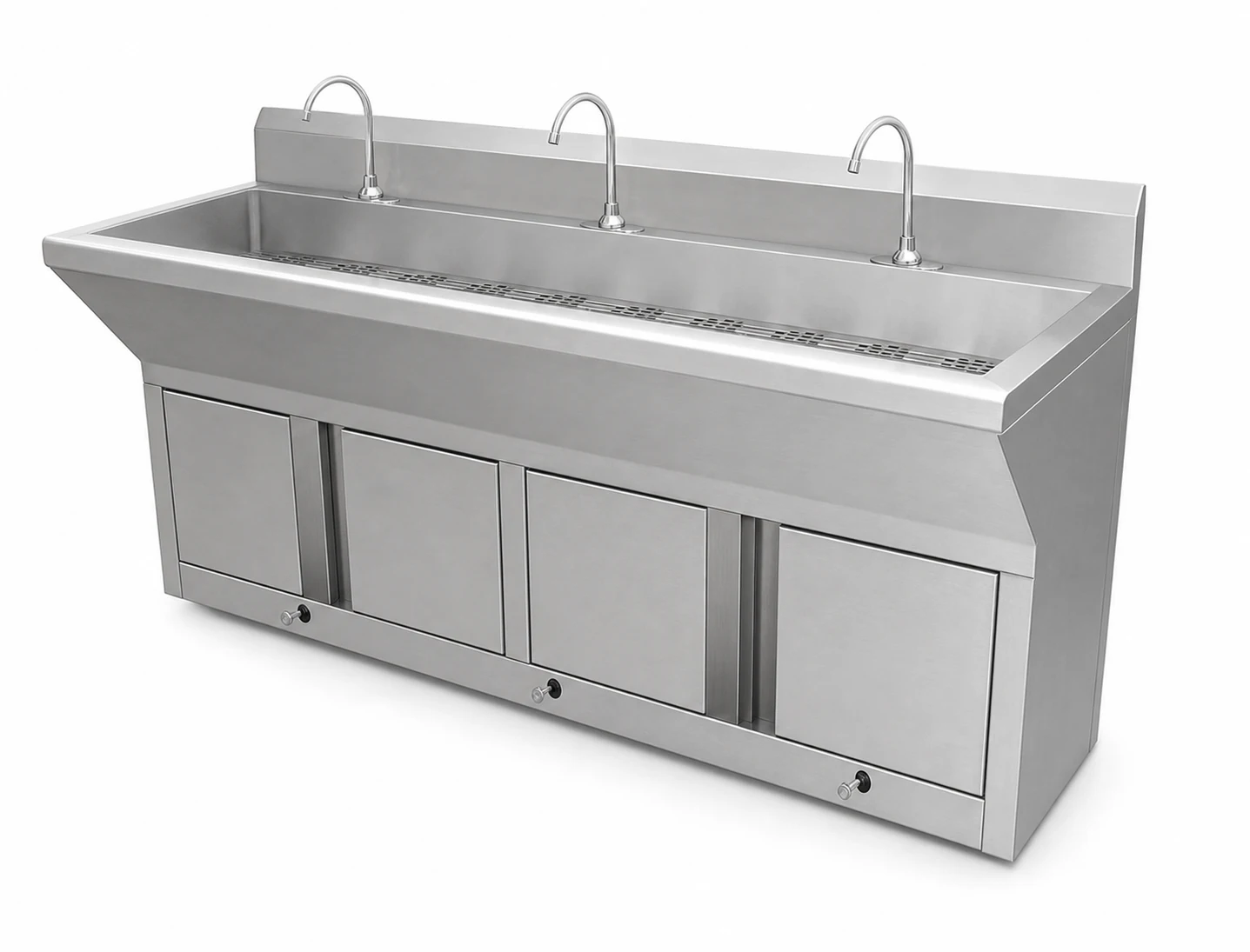 Stainless steel foot-operated hand-wash trough