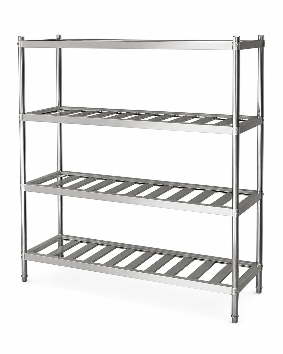 Stainless steel island work table with slatted undershelf