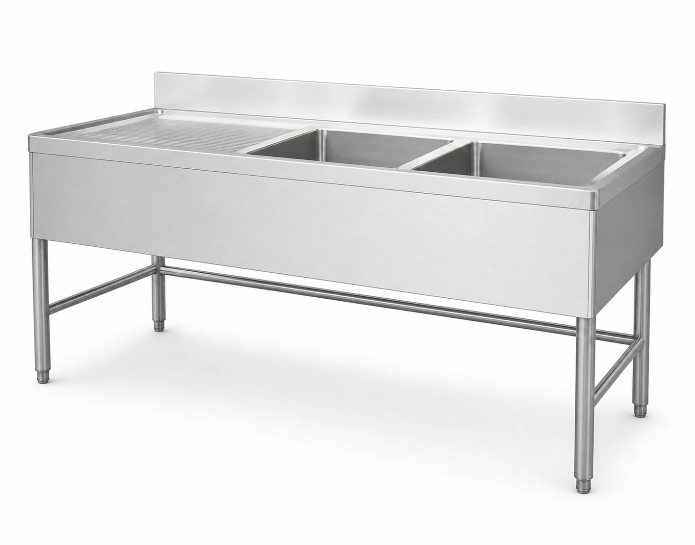 Stainless steel sink unit with side drainer