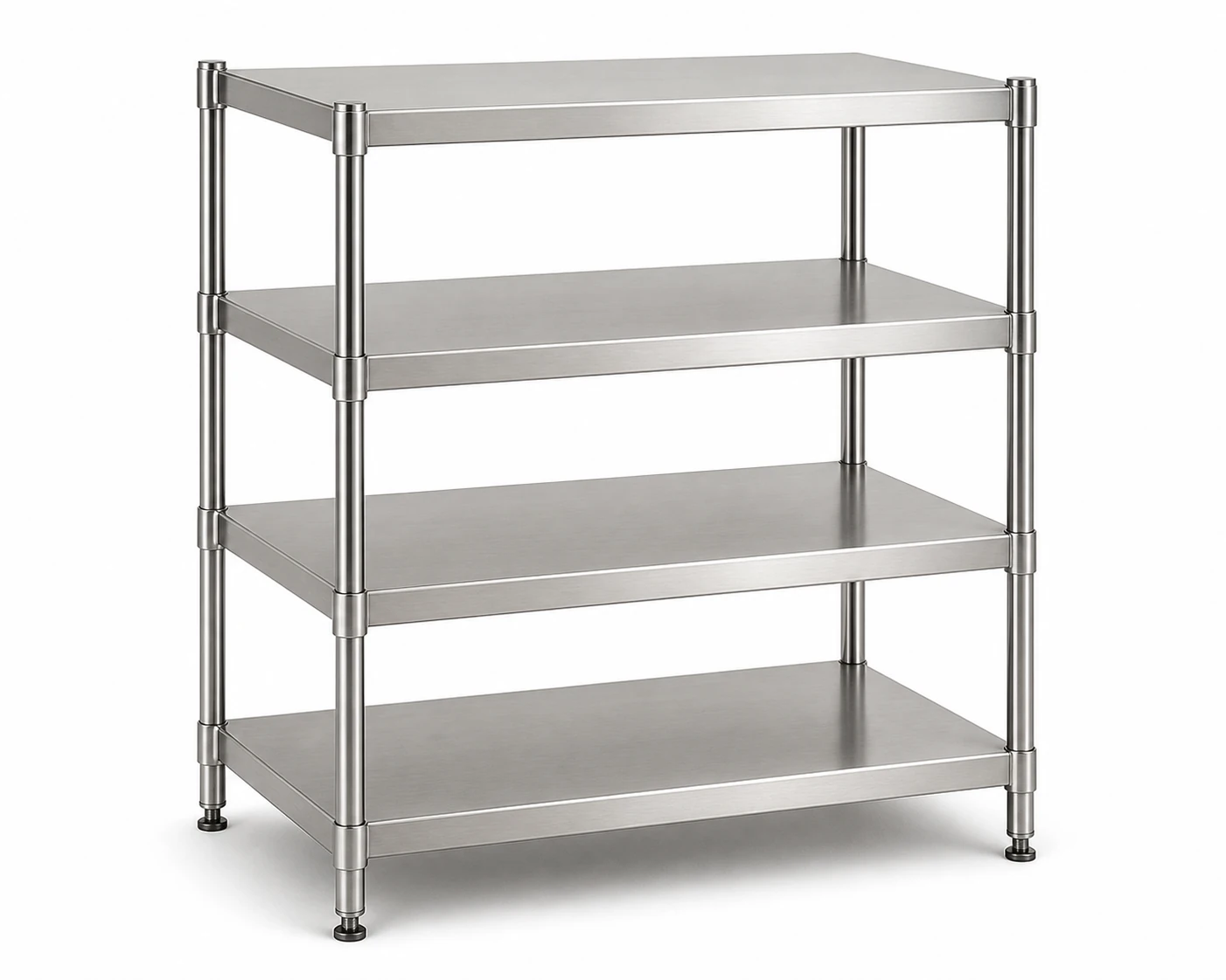 Four-tier solid-shelf rack detail