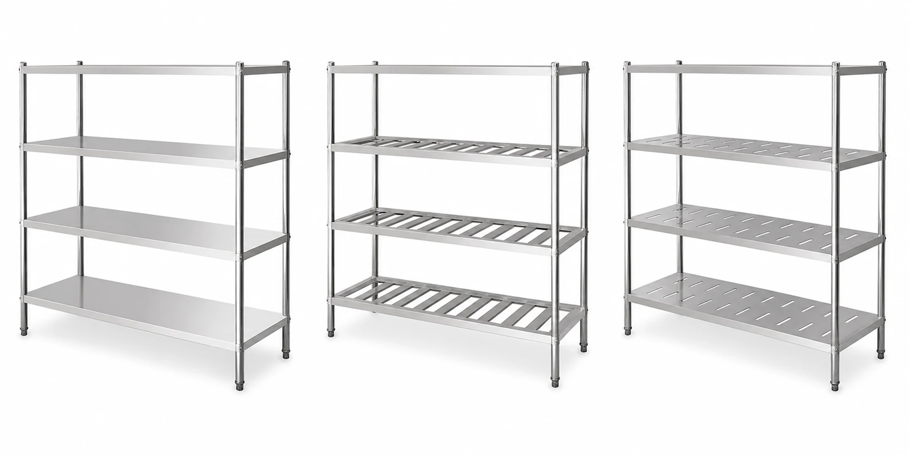 Four-tier stainless steel storage shelving